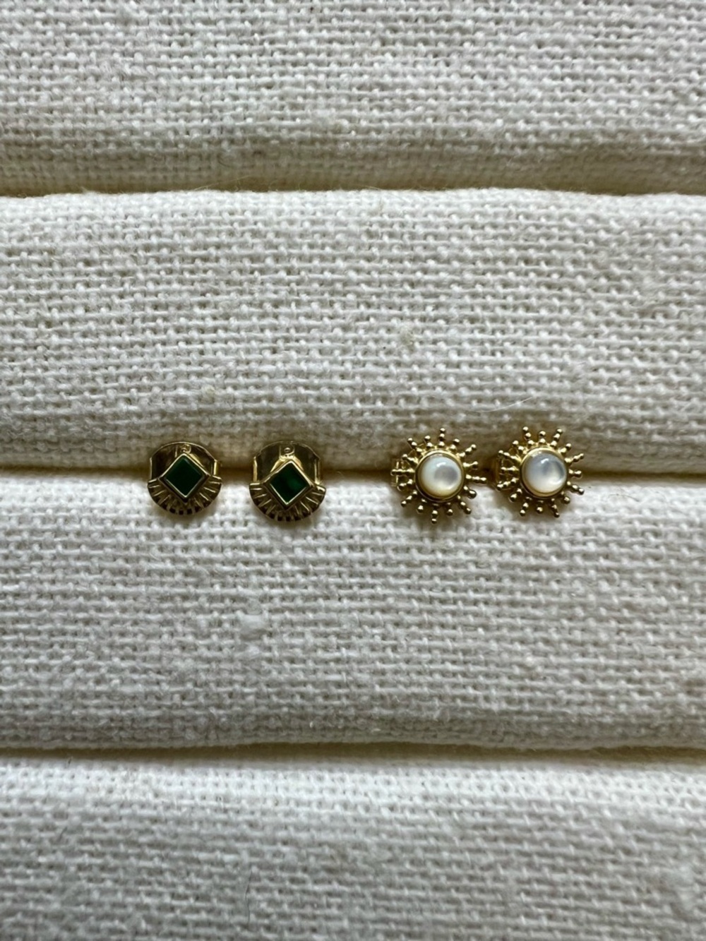 Ana Luisa Stud Earrings Set – 2 Pairs – Millow Malachite + Harper Sun - Picture 4 of 6